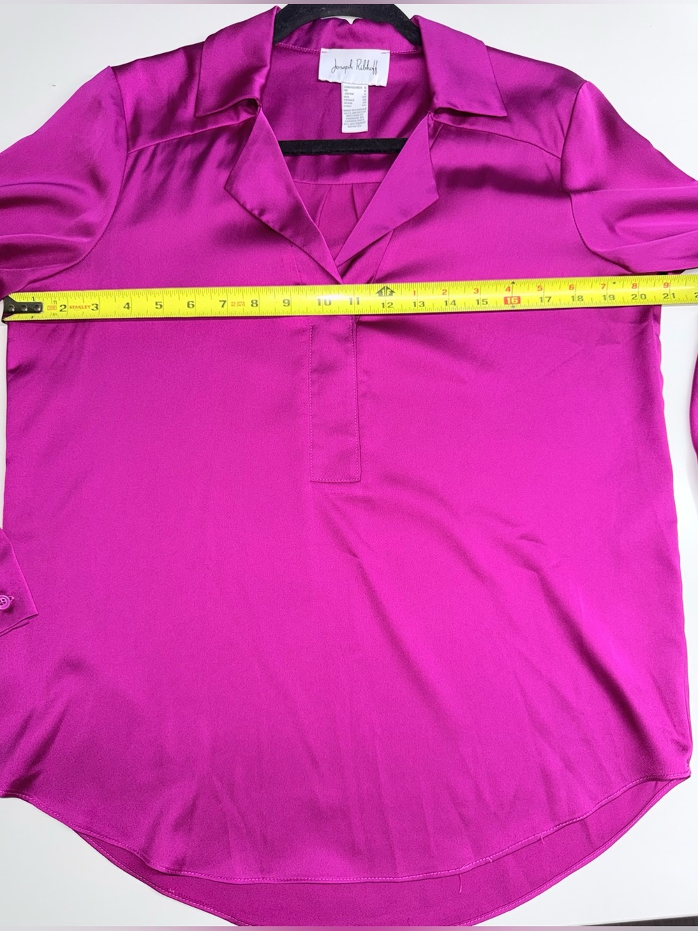 Joseph Ribkoff Bright Fuchsia Satin V-Neck Blouse Size 6 - Picture 10 of 12